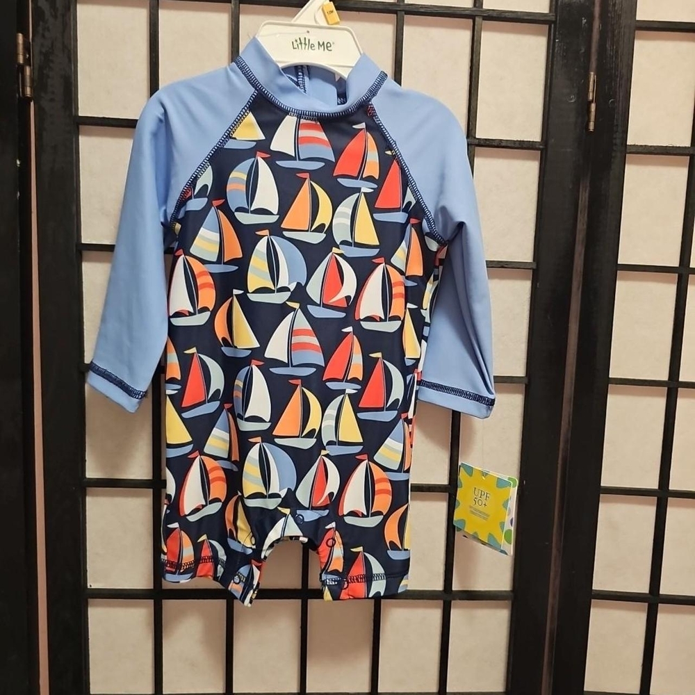Little Me Multicolor Sailboat Rashguard Set - Picture 2 of 5